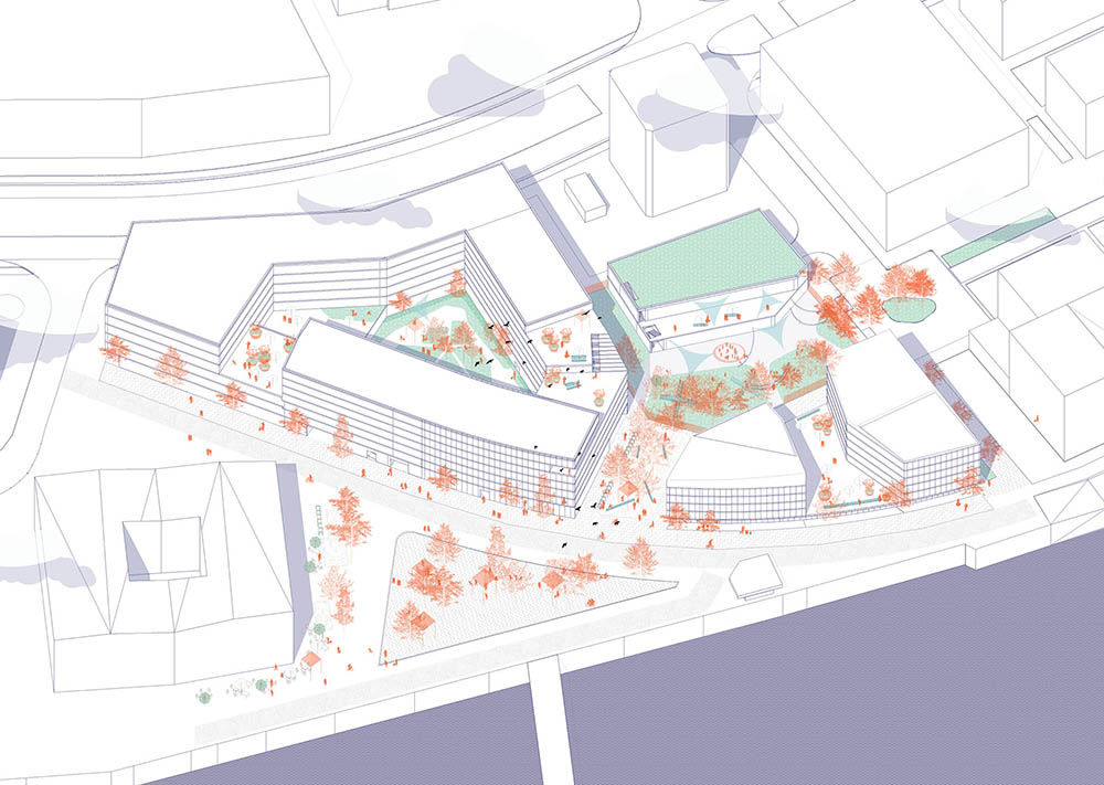 Wettbewerbe Quartiersentwicklung Stephani-Bogen, Bremen, entworfen von feld72 Wien mit TREIBHAUS Hamburg